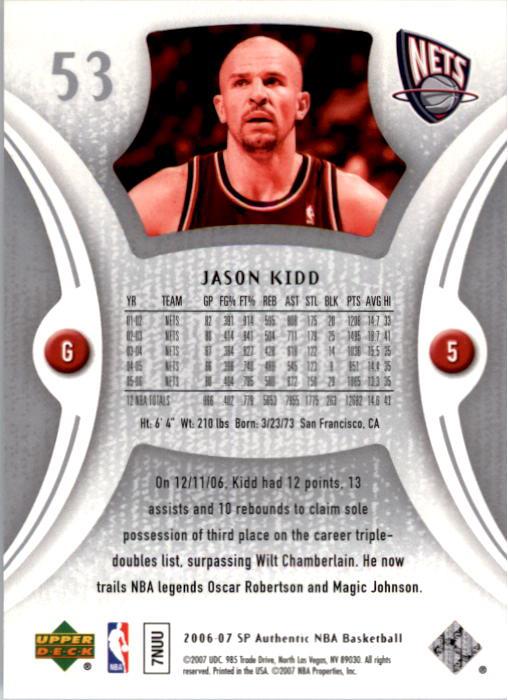 2006-07 SP Authentic #53 Jason Kidd back image