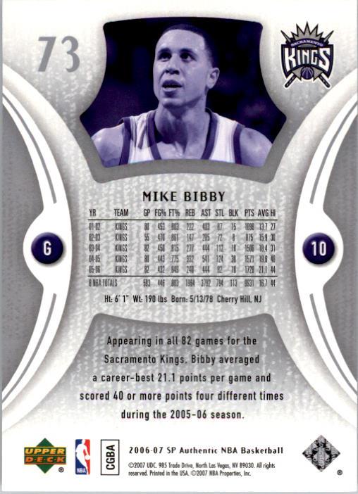 2006-07 SP Authentic #73 Mike Bibby back image