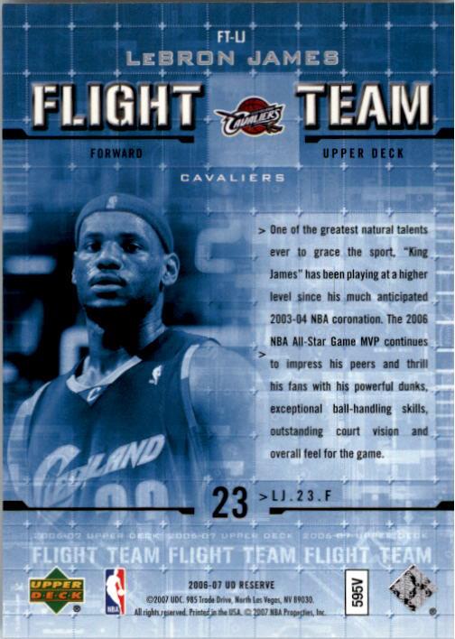 2006-07 UD Reserve Flight Team #LJ LeBron James back image