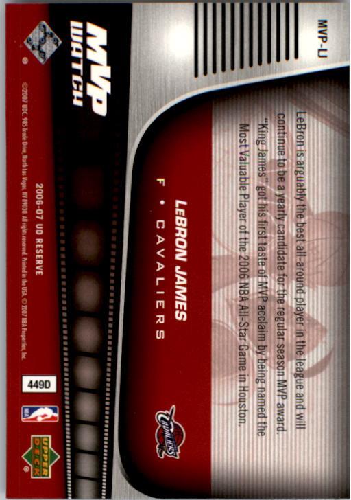 2006-07 UD Reserve MVP Watch #LJ LeBron James back image