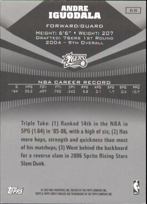 2006-07 Topps Triple Threads - Emeka Okafor #42 /899 for
