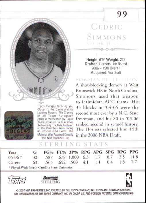 2006-07 Bowman Pallacanestro Sterling A SCELTA - Foto 102 di 104