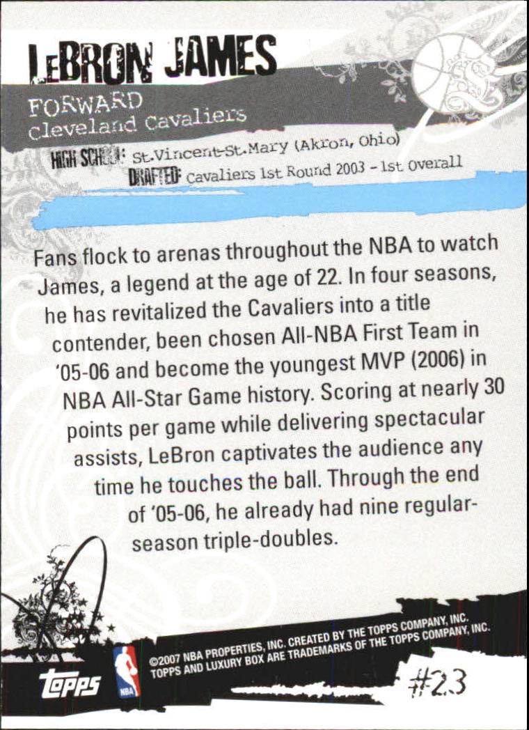 2006-07 Topps Luxury Box Green #23 LeBron James back image