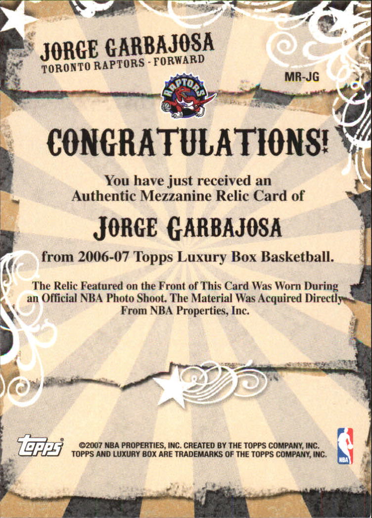 2006-07 Topps Luxury Box Mezzanine Relics #JF Jordan Farmar back image