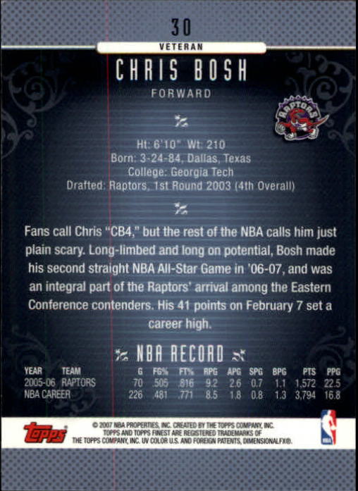 2006-07 Finest #30 Chris Bosh back image