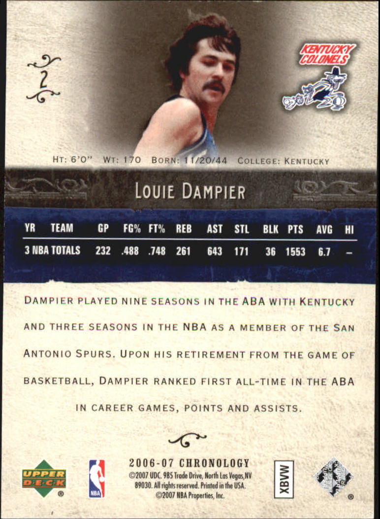 2006-07 Chronology #2 Louie Dampier back image