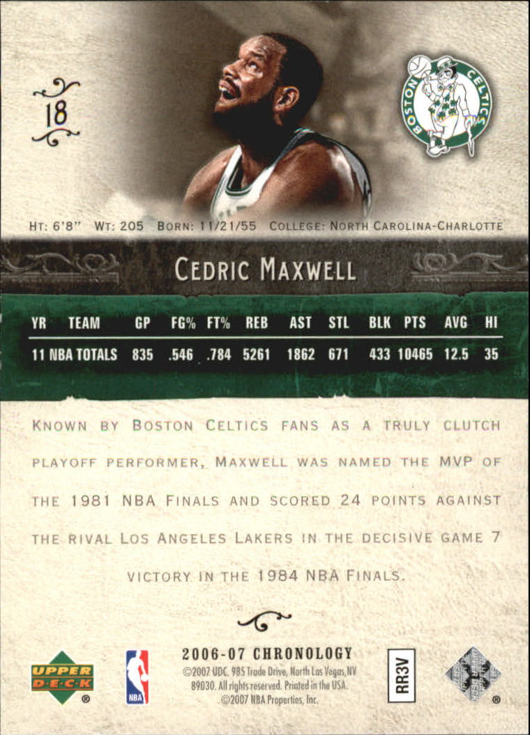 2006-07 Chronology #18 Cedric Maxwell back image
