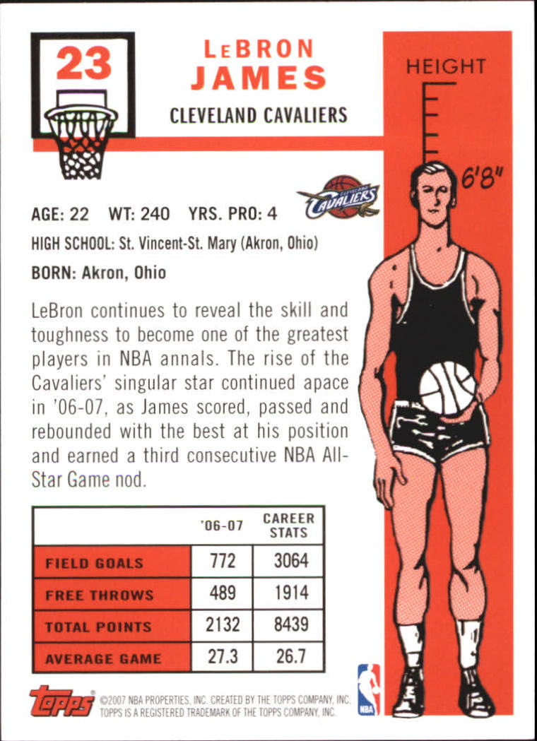 2007-08 Topps 1957-58 Variations #23 LeBron James back image