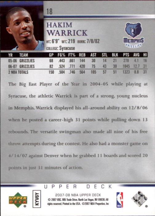 A8858- 2007-08 Upper Deck Bk Cards 1-250 +Inserts -You Pick- 15+ FREE US SHIP - Picture 37 of 411