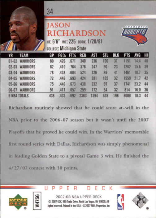 A8858- 2007-08 Upper Deck Bk Cards 1-250 +Inserts -You Pick- 15+ FREE US SHIP - Picture 67 of 411