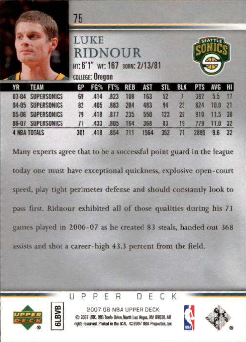 A8858- 2007-08 Upper Deck Bk Cards 1-250 +Inserts -You Pick- 15+ FREE US SHIP - Picture 145 of 411
