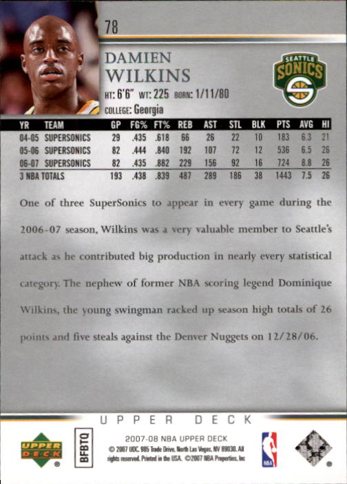 A8858- 2007-08 Upper Deck Bk Cards 1-250 +Inserts -You Pick- 15+ FREE US SHIP - Picture 151 of 411