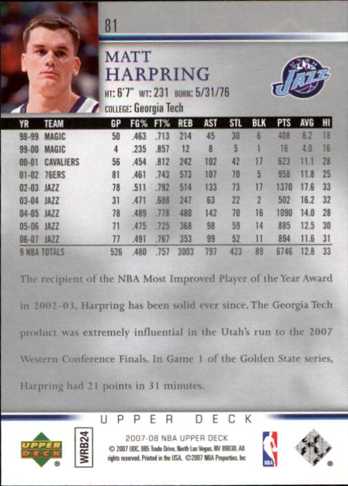 A8858- 2007-08 Upper Deck Bk Cards 1-250 +Inserts -You Pick- 15+ FREE US SHIP - Picture 157 of 411
