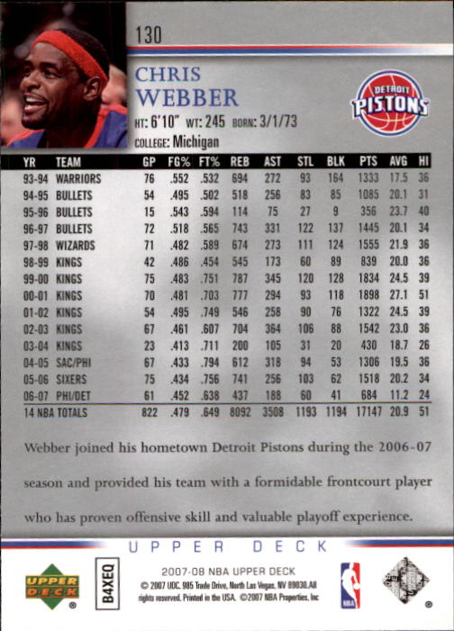 A8858- 2007-08 Upper Deck Bk Cards 1-250 +Inserts -You Pick- 15+ FREE US SHIP - Picture 249 of 411