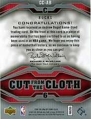 2007-08 SP Game Used Cut from the Cloth #CCAB Andrew Bogut back image