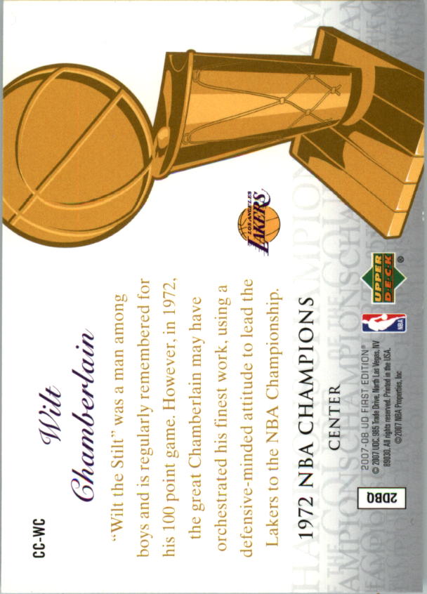 2007-08 Upper Deck First Edition Champions of the Court #CCWC Wilt Chamberlain back image