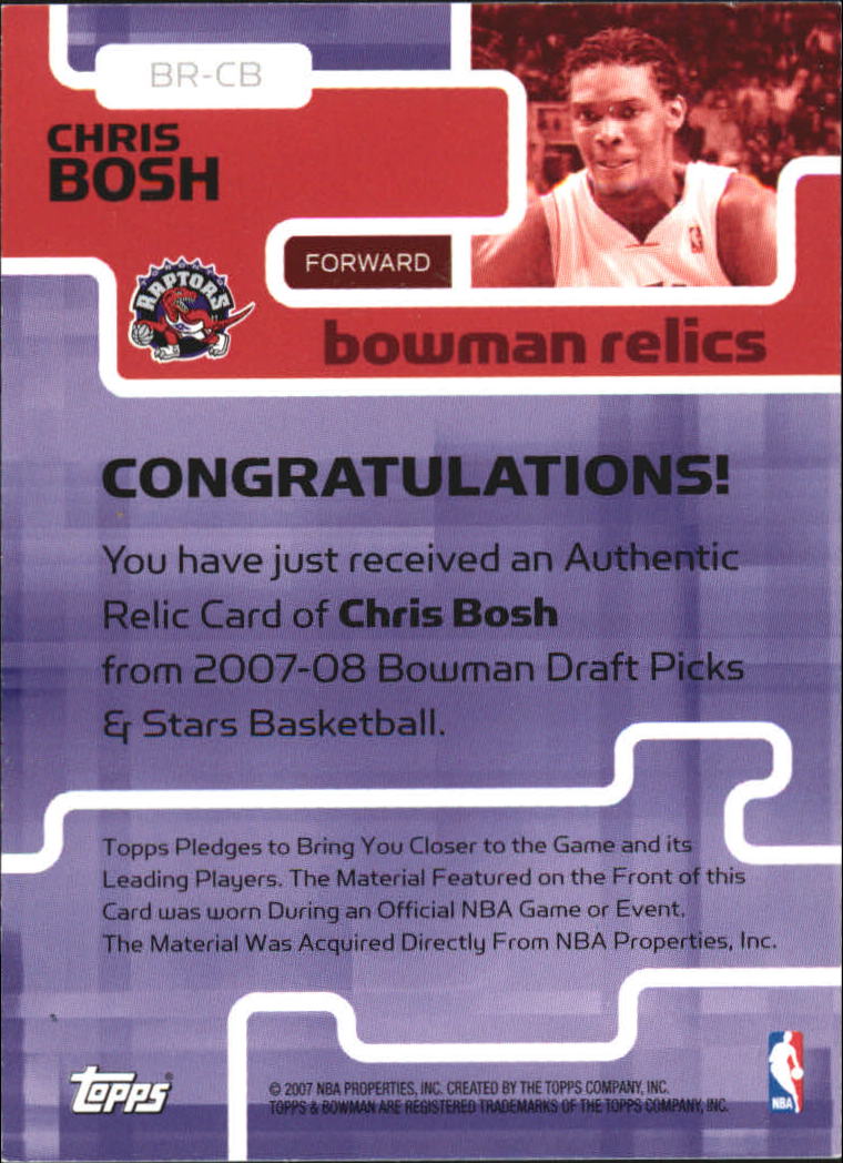 2007-08 Bowman Relics #CB Chris Bosh back image