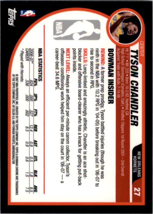 2007-08 Bowman Chrome #27 Tyson Chandler back image