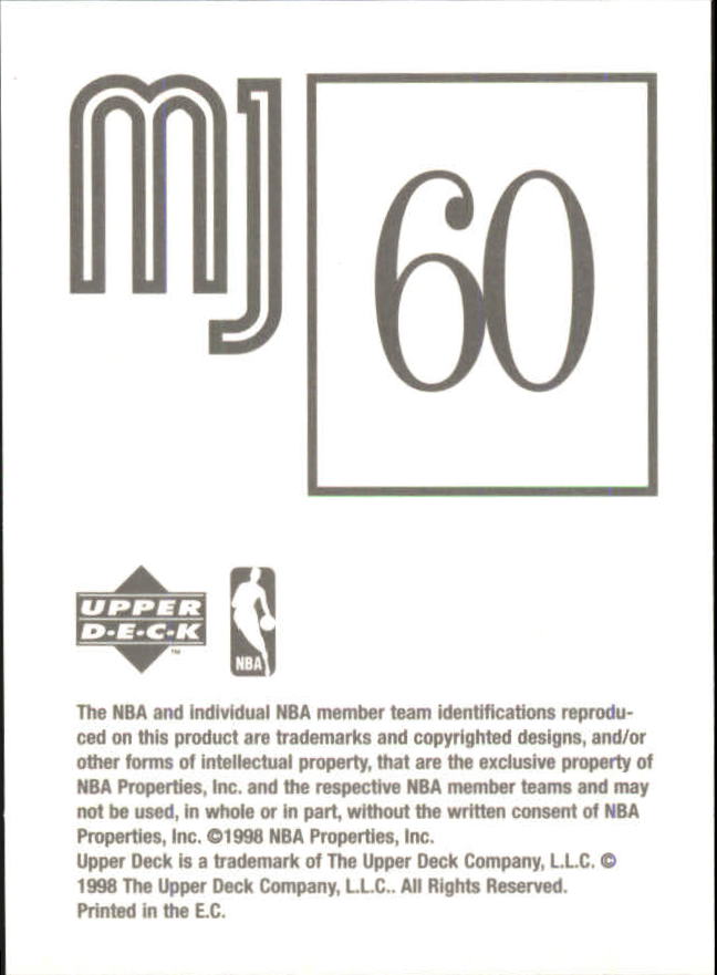 1998 Upper Deck MJ Sticker Collection #60 Michael Jordan back image