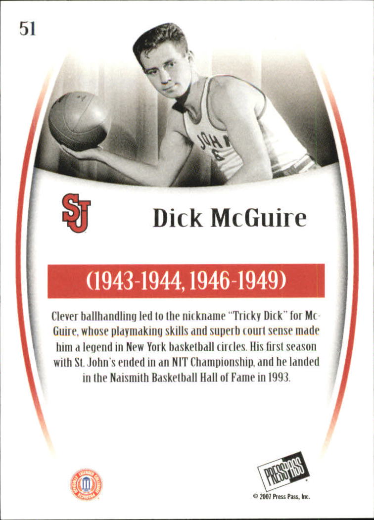 2007-08 Press Pass Legends Bronze #51 Dick McGuire back image