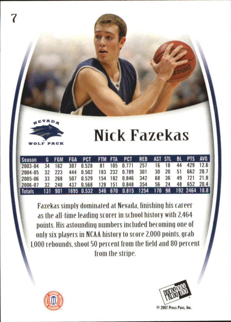 2007-08 Press Pass Legends Silver #7 Nick Fazekas back image