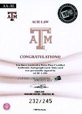2007-08 Press Pass Legends All-American Autographs #7 Acie Law/245 back image