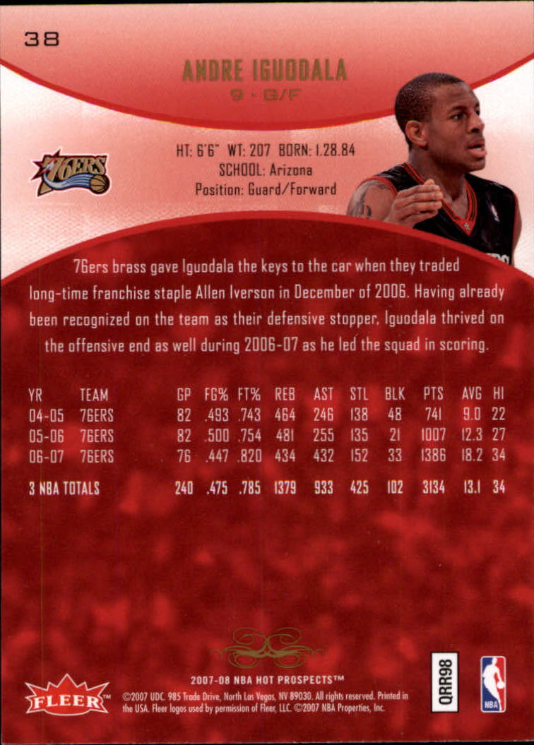 2007-08 Fleer Hot Prospects #38 Andre Iguodala back image