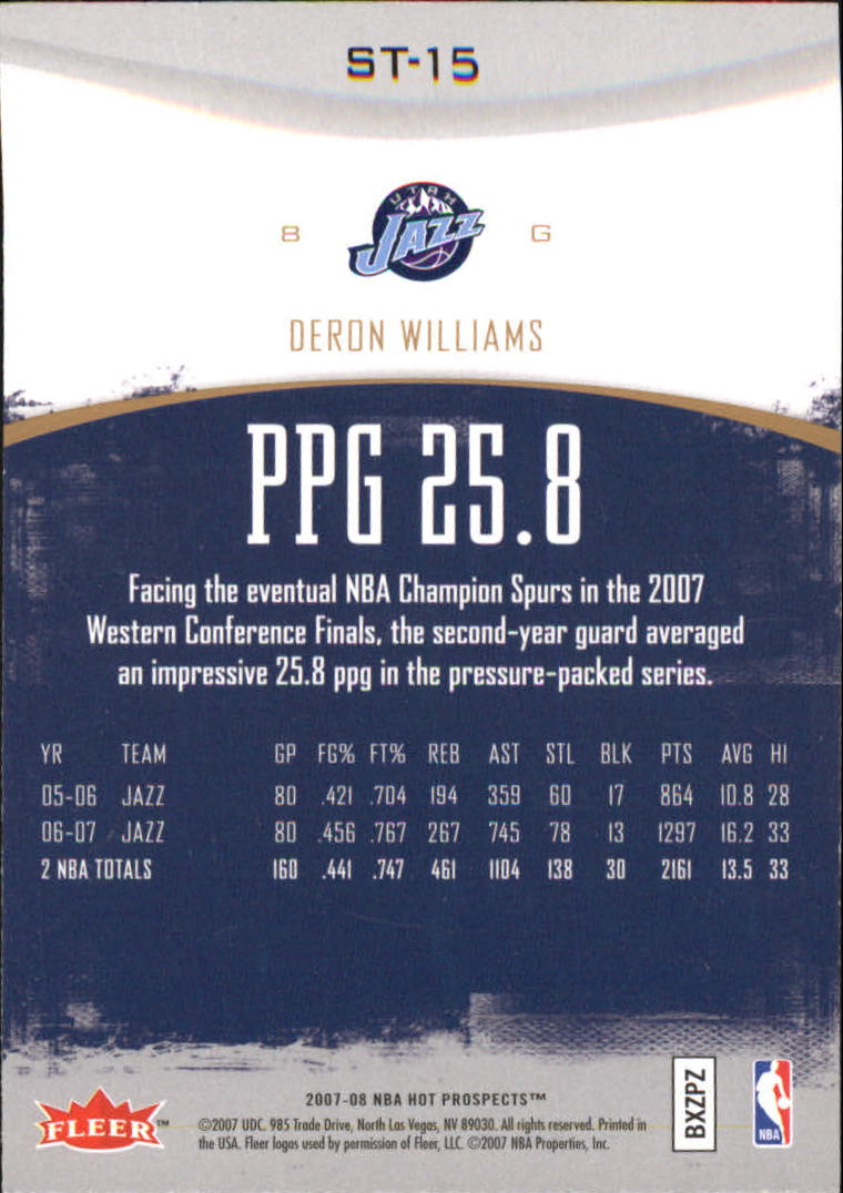 2007-08 Fleer Hot Prospects Stat Tracker #15 Deron Williams