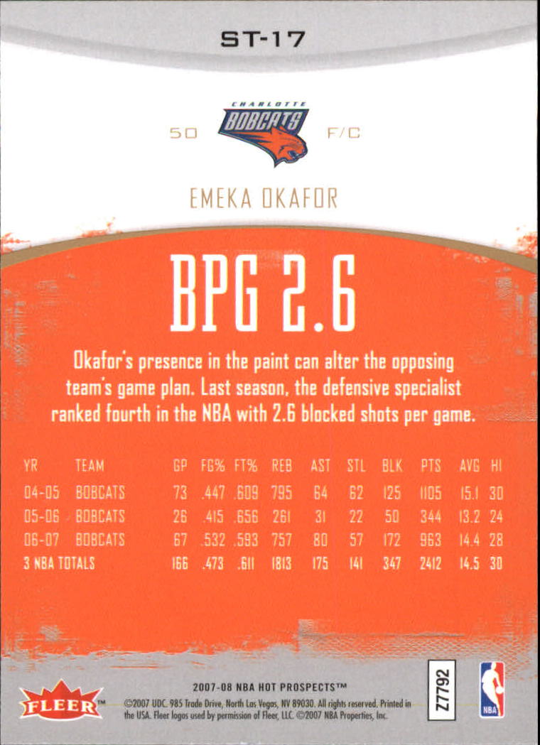 2007-08 Fleer Hot Prospects Stat Tracker #17 Emeka Okafor