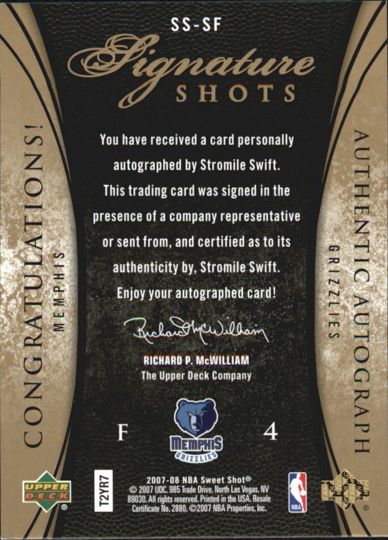2007-08 Sweet Shot Signature Shots #SF Stromile Swift/220 back image