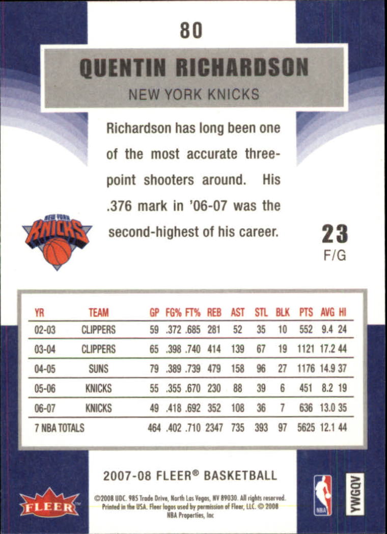2007-08 Fleer Basketball (Pick Card From List) C3 11-24 - Picture 125 of 321