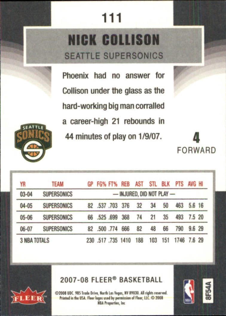 2007-08 Fleer Basketball (Pick Card From List) C3 11-24 - Picture 169 of 321