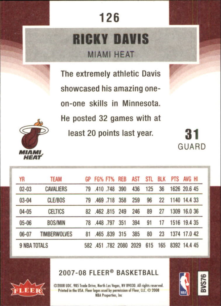 2007-08 Fleer Basketball (Pick Card From List) C3 11-24 - Picture 193 of 321