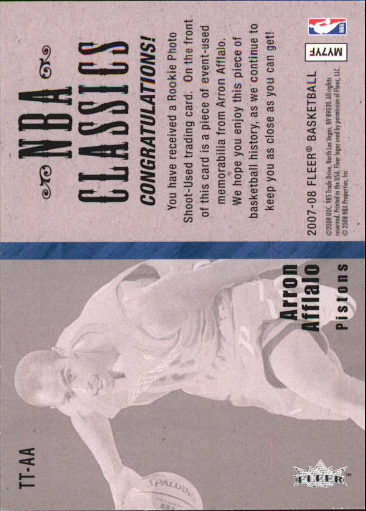 2007-08 Fleer NBA Classics #TTAA Arron Afflalo back image