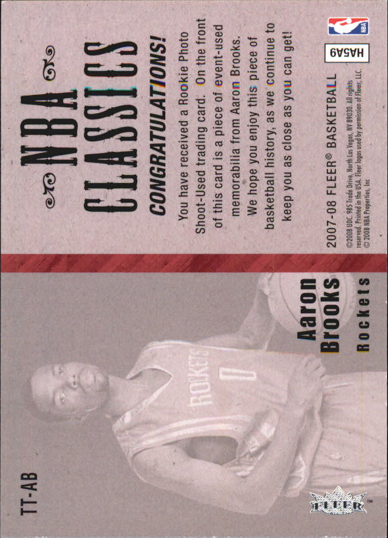 2007-08 Fleer NBA Classics #TTAB Aaron Brooks back image