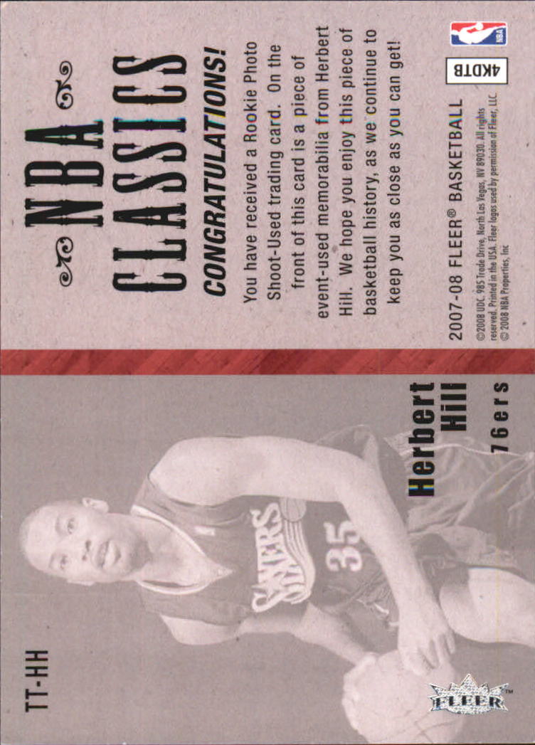 2007-08 Fleer NBA Classics #TTHH Herbert Hill back image