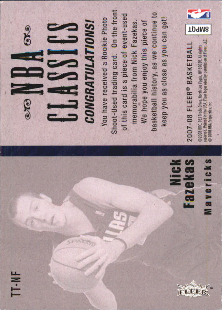 2007-08 Fleer NBA Classics #TTNF Nick Fazekas back image