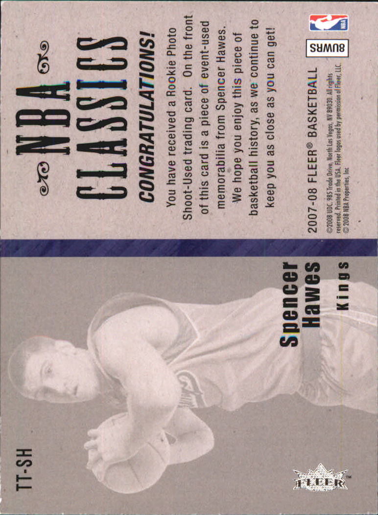2007-08 Fleer NBA Classics #TTSH Spencer Hawes back image