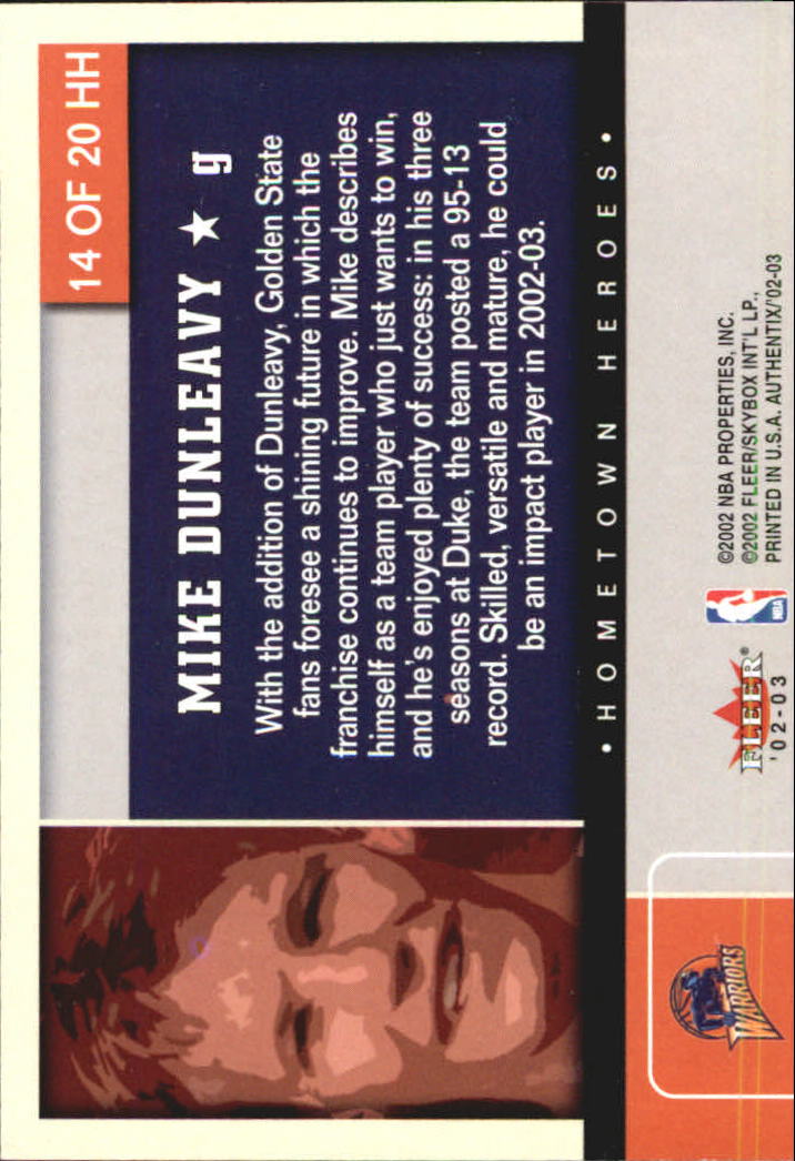 2002-03 Fleer Authentix Hometown Heroes Gold #14 Mike Dunleavy back image