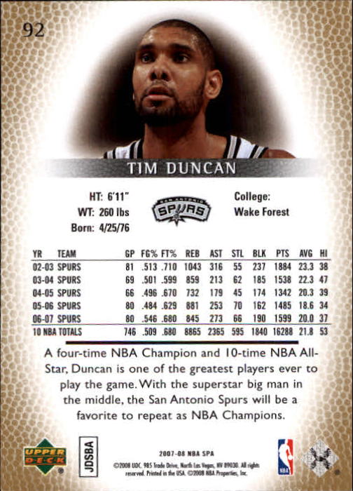Tim Duncan cards (1998-2016) Spurs - You Choose - Bild 209 von 294