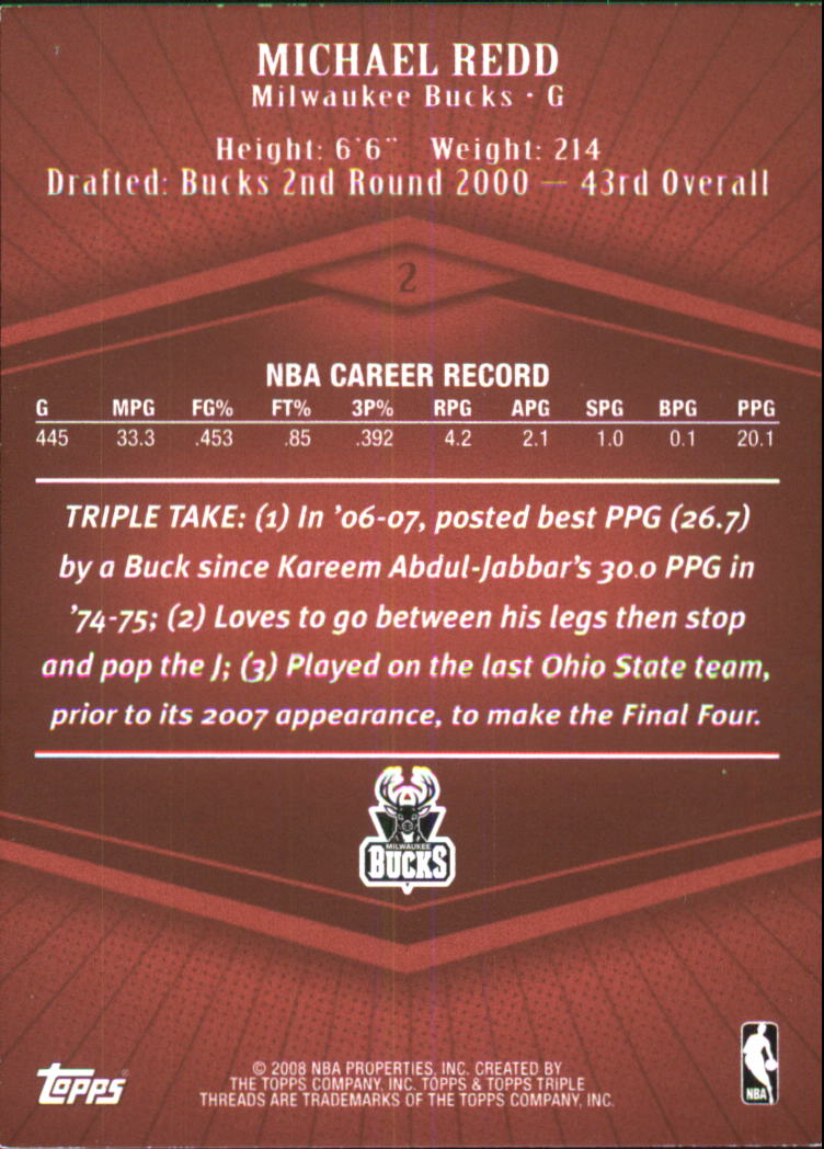 2007-08 Topps Triple Threads #2 Michael Redd back image