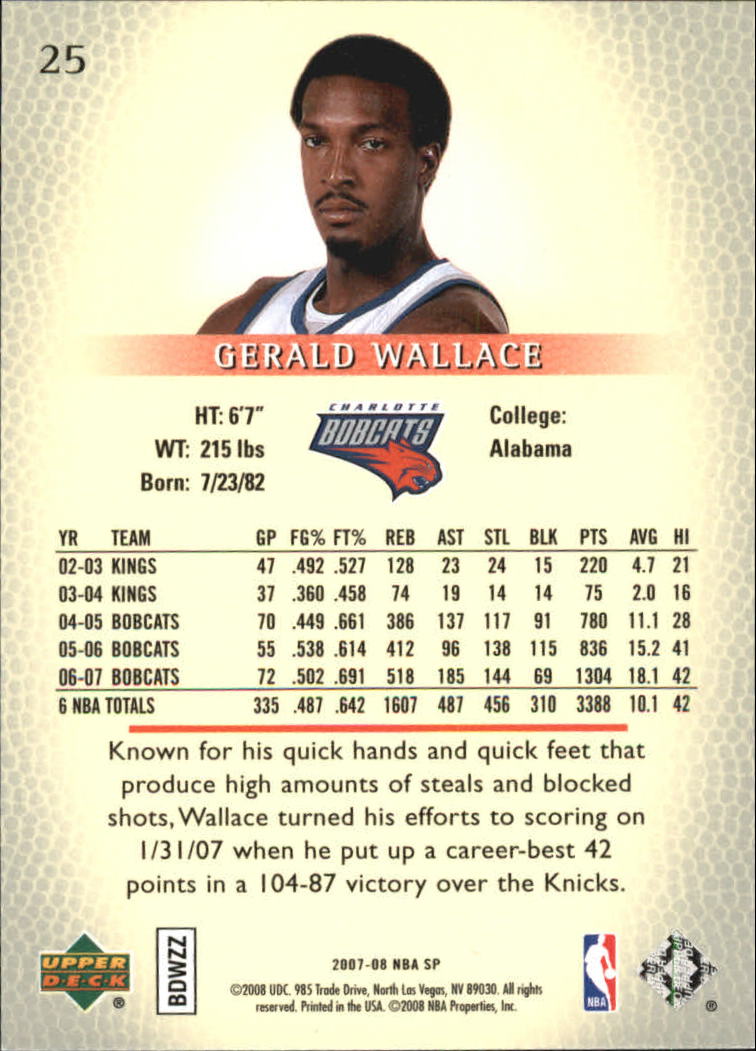 2007-08 SP Authentic Retail #25 Gerald Wallace back image