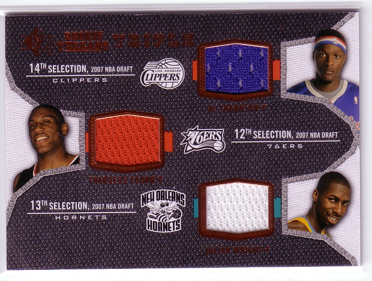 2007-08 SP Rookie Threads Rookie Threads Triple #TYW Thaddeus Young/Julian Wright/Al Thornton