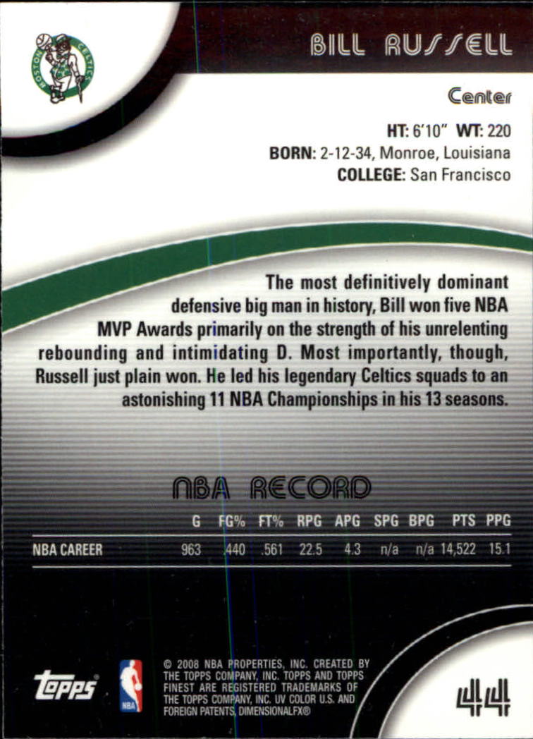 2007-08 Finest #44 Bill Russell back image