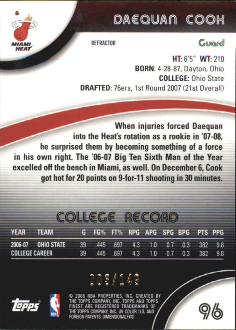 2007-08 Finest Refractors Green BASKETBALL You Pick - Picture 11 of 13