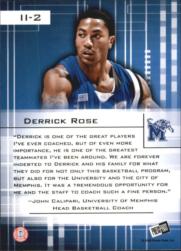 2008 Press Pass Insider Insight #II2 Derrick Rose back image
