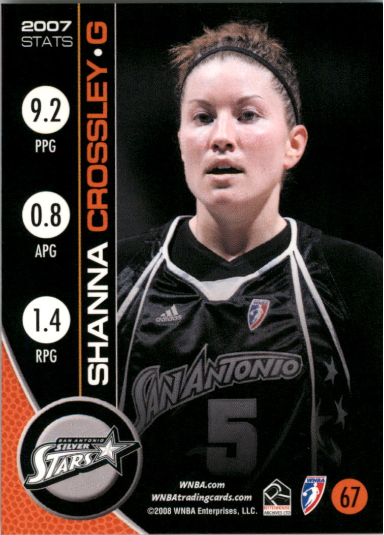 2008 WNBA #67 Shanna Crossley RC back image