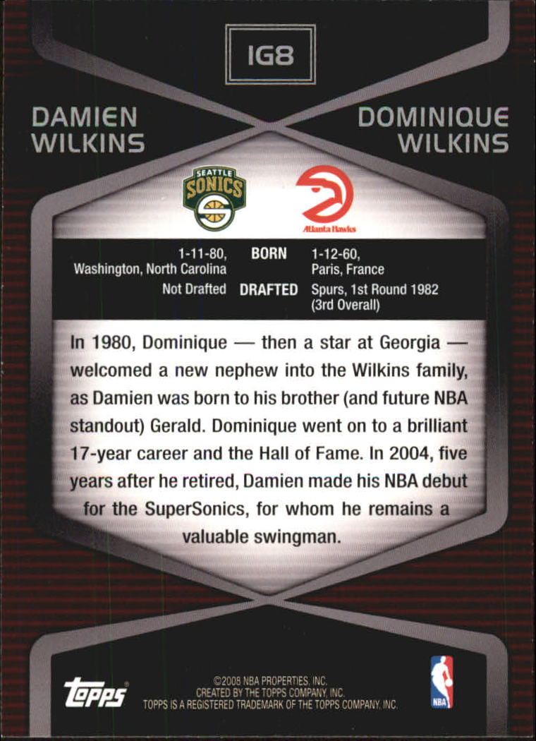 2008-09 Topps In the Genes #IG8 Damien Wilkins/Dominique Wilkins back image