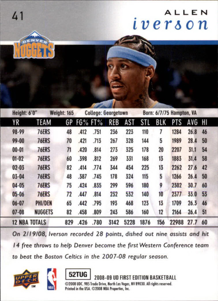 Allen Iverson cards (1997-2021) 76ers Nuggets - You Choose - Bild 190 von 228