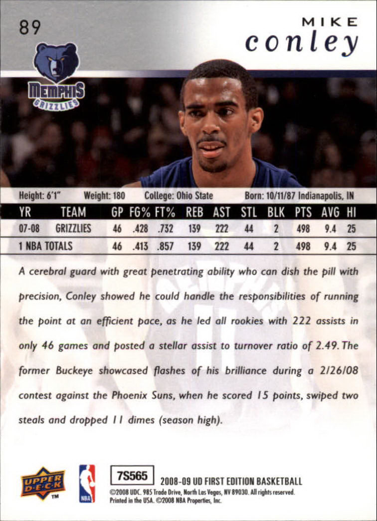 2008-09 Upper Deck First Edition #89 Mike Conley Jr. back image